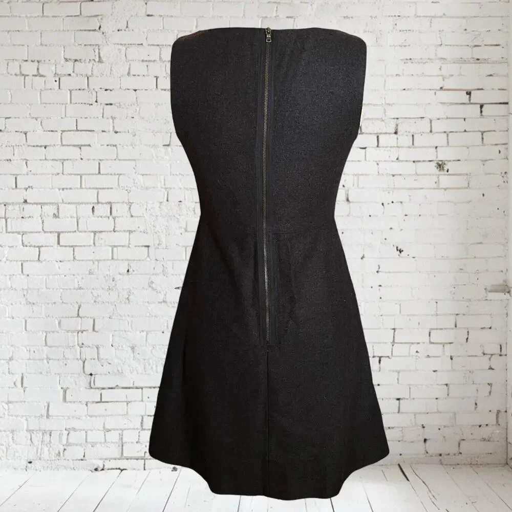 Ali Ro Fit & Flare Dress Sleeveless Gray Wool Blend Sz 4 Minimalist Career - Picture 4 of 9